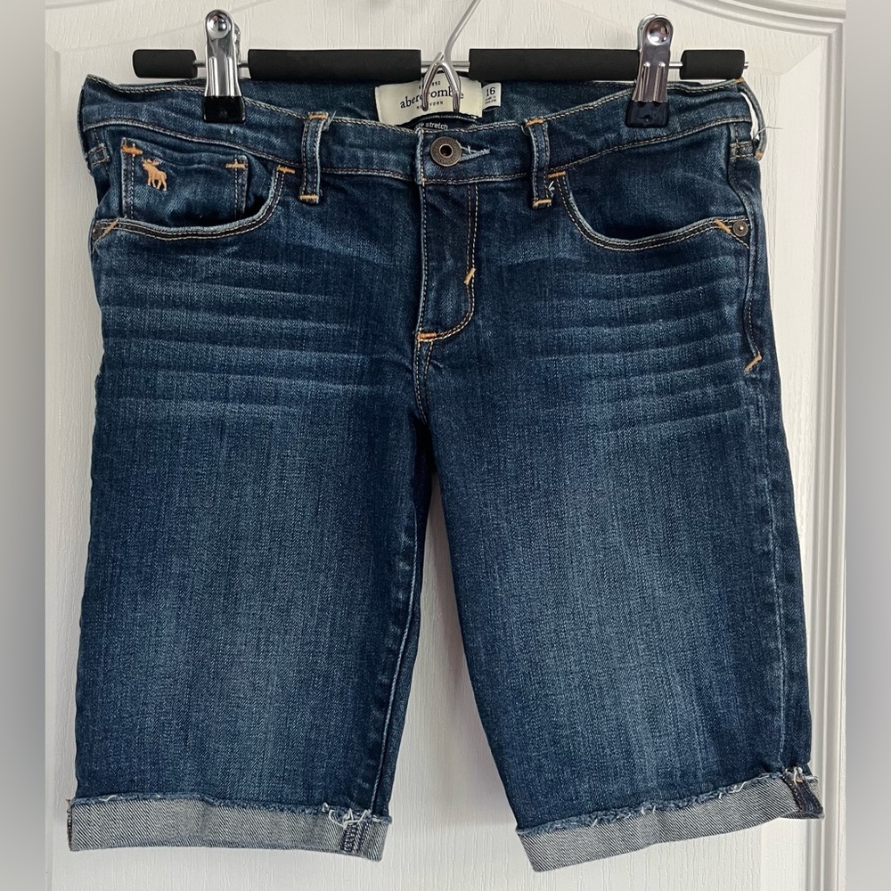 Abercrombie & Fitch Girls Blue Denim Bermuda Shorts Size 16